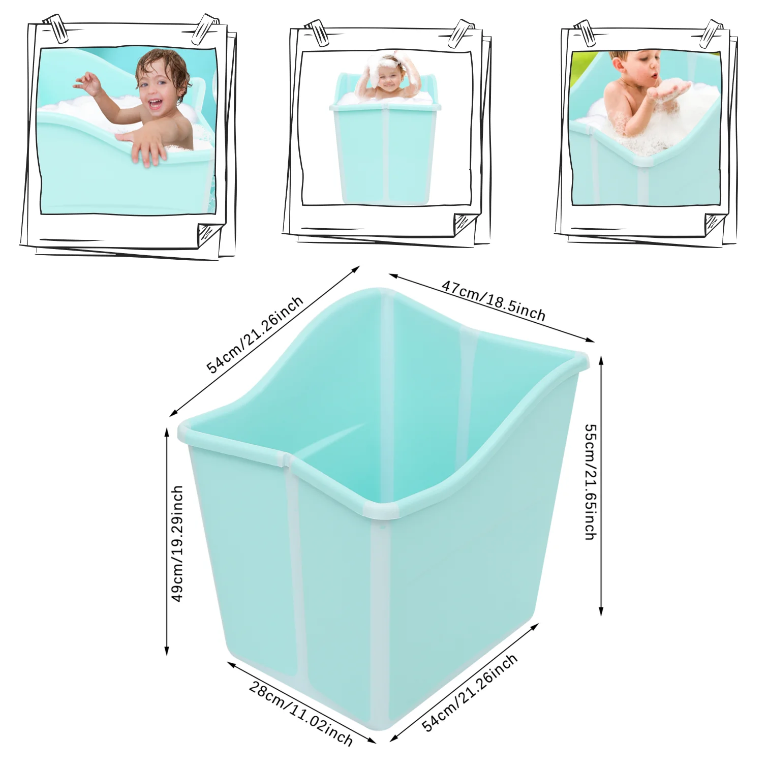 NEWEST Collapsible Baby Bathtub, Foldable Bathtub for Toddler, Portable Bath Tub Lightweight, Fits for Children Twins