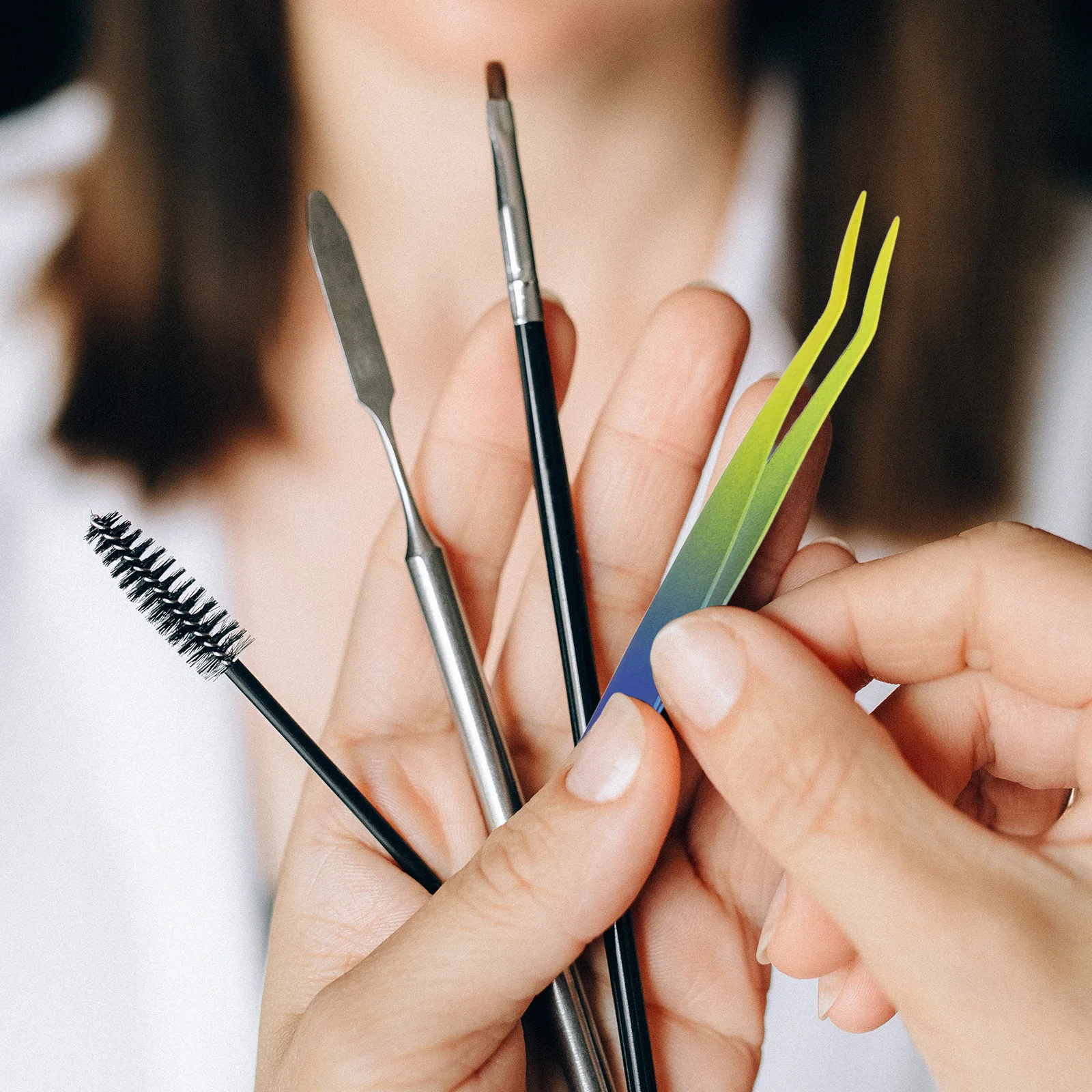 الفولاذ المقاوم للصدأ ملقط رمش الحاجب التشذيب الملقط مشط لاش قضيب أداة الدقة رمش تمديد الملقط الجمال