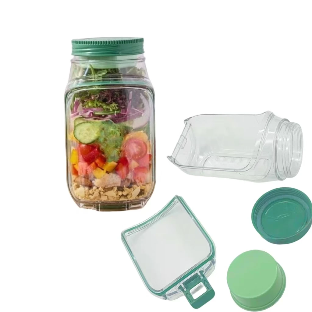 

1PC Portable Salad Container Pod - Leakproof Plastic Reusable Breakfast Fruit Storage Box Fresh Organizer for On-the-Go