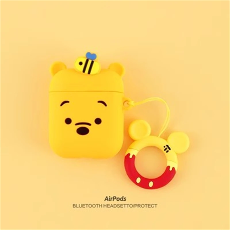 Disney Cartoon Cute Winnie the Pooh custodie in Silicone per Airpods 1 2 3 Pro custodia protettiva per auricolari Wireless Bluetooth