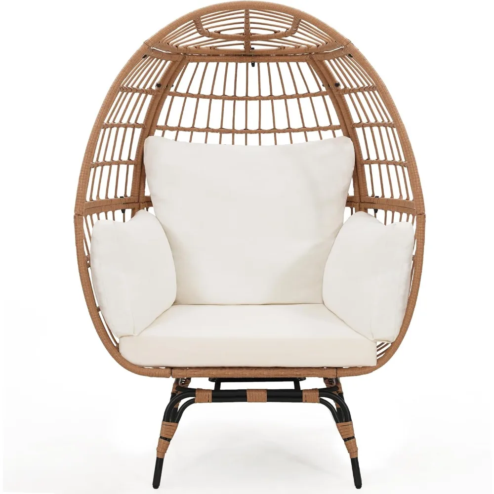 

Oversized 360 Swivel Rattan Egg Chair for Adult, Indoor Outdoor Patio Large Wicker Egg Chair with overstuffed Cushions, Natural