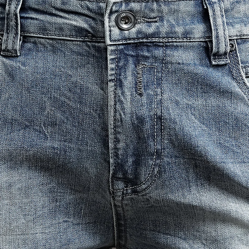 Italian Style Fashion Men Jeans Retro Light Blue Elastic Slim Fit Ripped Jeans Men Vintage Designer Casual Denim Pants Hombre