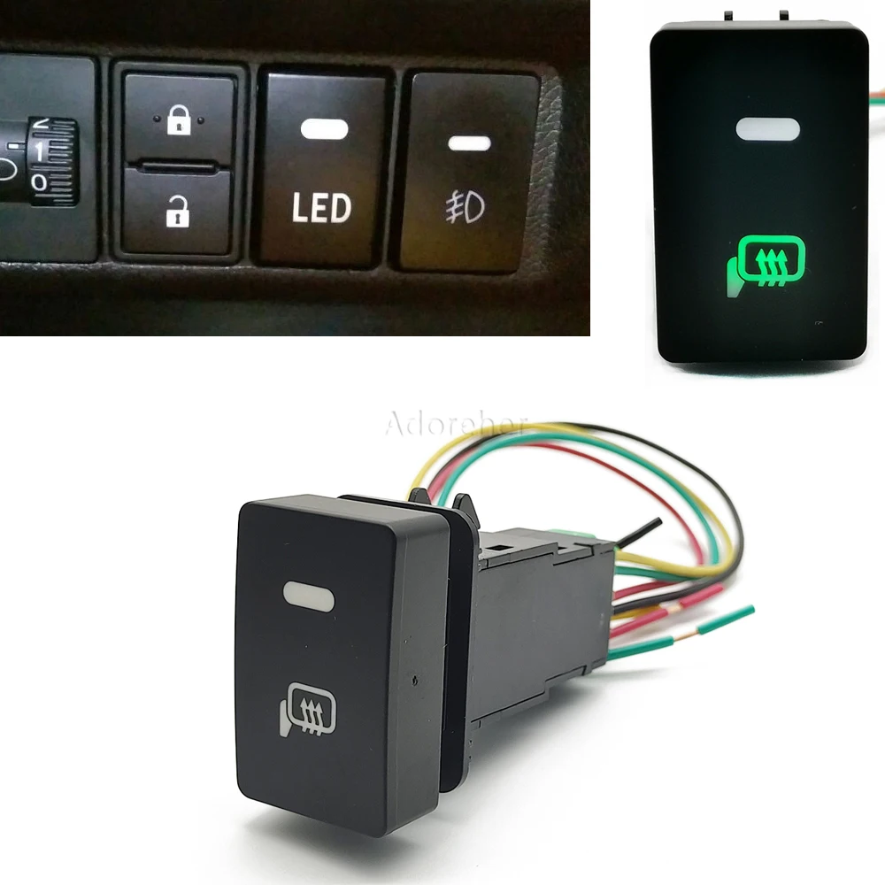 Botón de interruptor de calefacción de espejo de luz LED para coche con arnés de cableado para Honda Fit HRV CRV 2017 -2021