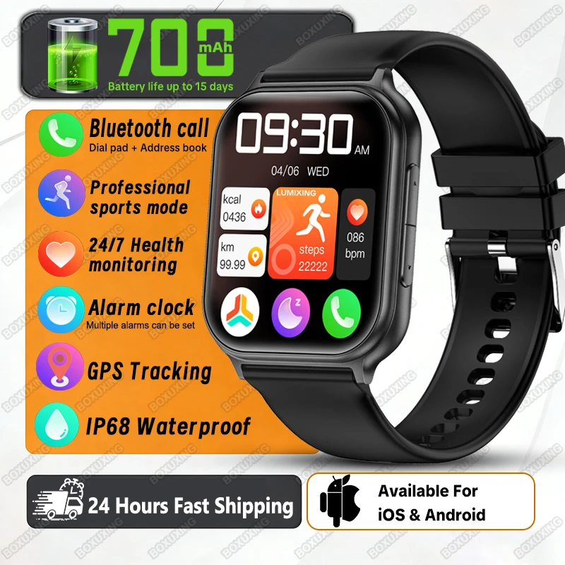 Montres intelligentes pour hommes et femmes, moniteur d'activité physique, étanche IP68, santé, fréquence cardiaque, sommeil, appels Bluetooth, suivi GPS