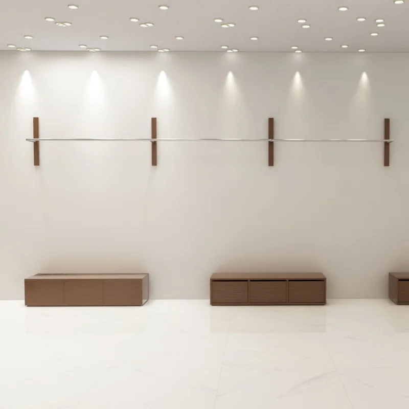 

Clothing, display rack, upper wall, stainless steel, women's clothing store, shelf, metal, wall-mounted