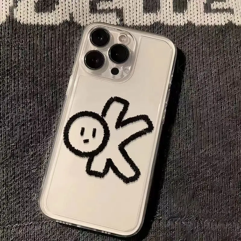 Ins Hot Simple OK جراب هاتف آيفون 16 15 14 13 12 11 Pro XS MAX 7 XR 8 7 Plus غطاء شفاف Fundas