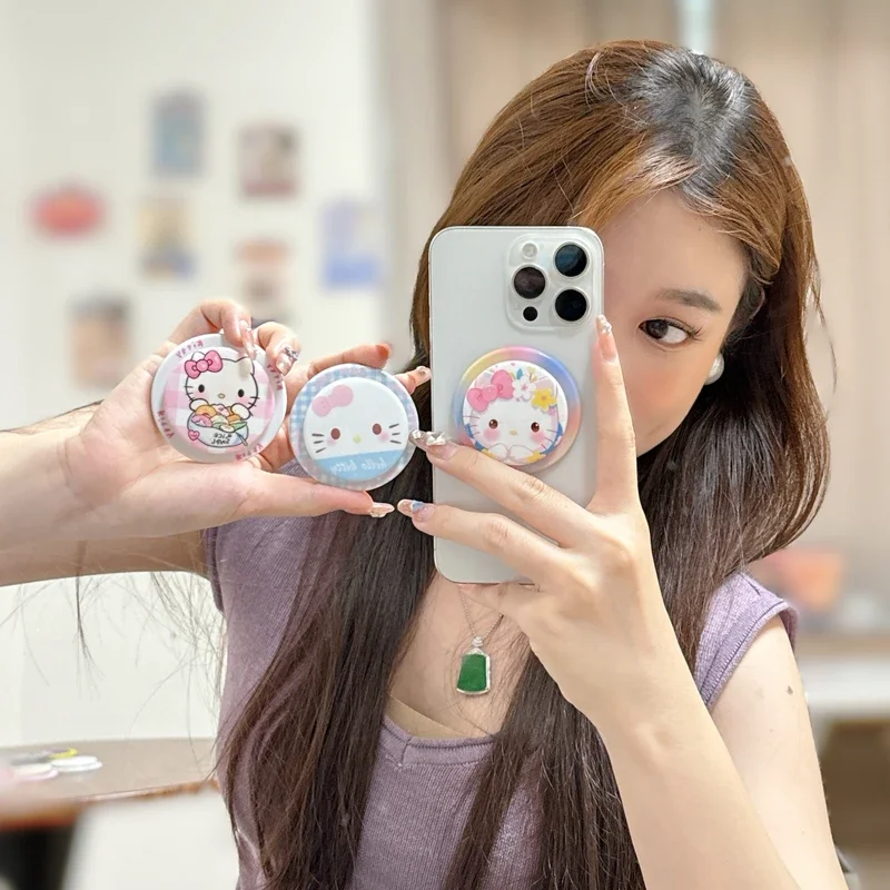 

Милый Sanrio Hello Kitty для Magsafe, магнитный чехол для телефона Griptok Grip Tok, подставка для iPhone, складной чехол для беспроводной зарядки, держатель