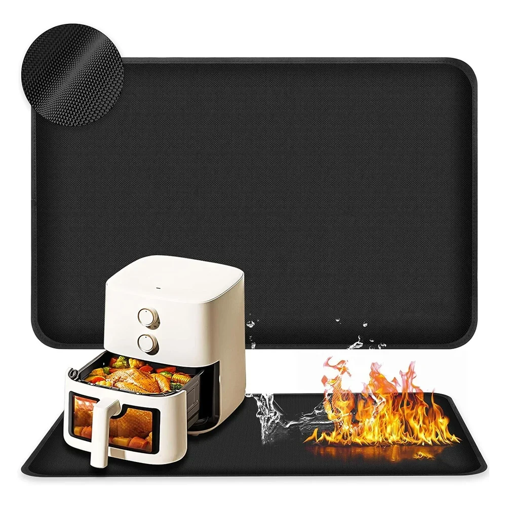 

Kitchen Insulated Protective Pad Air Fryer Insulated Protective Parts Heat Resistant Fire Silicone 60*40 CM Black Stove-top Kits