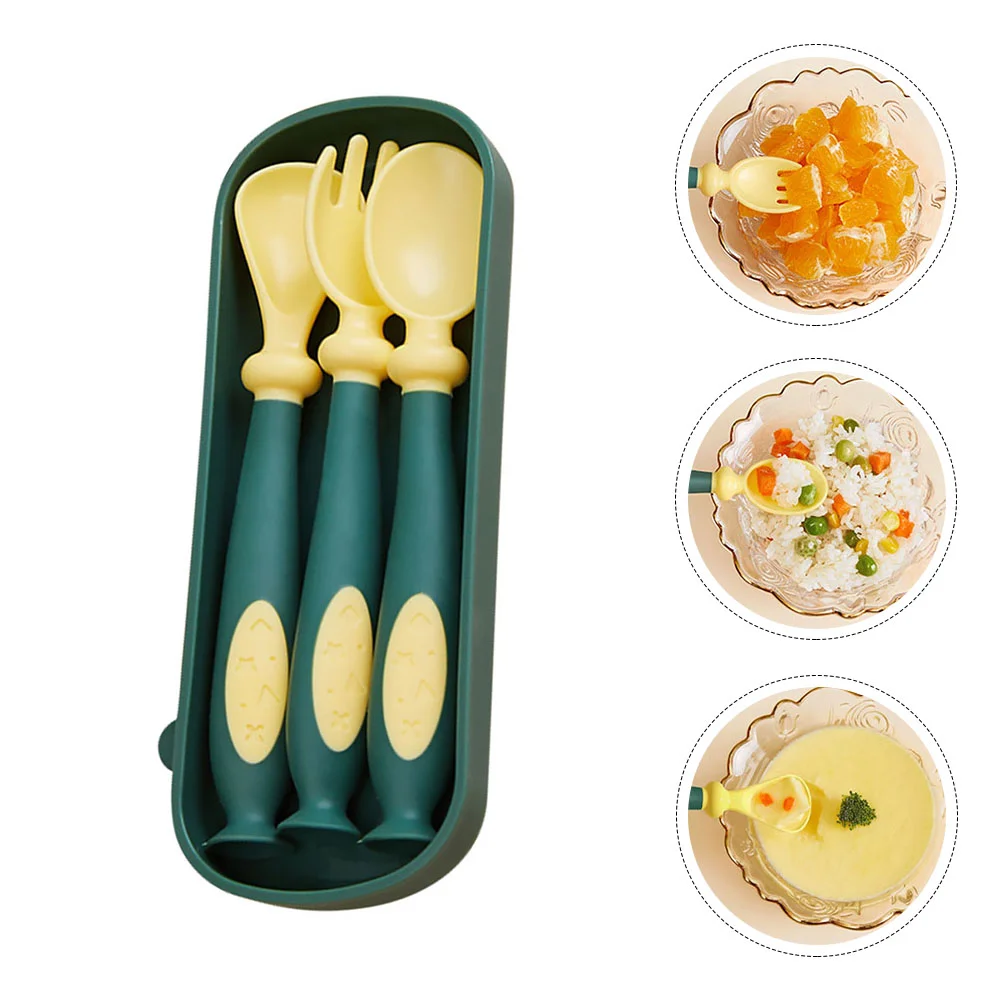 Food Supplement Spoon and Fork Learning Kids Cutlery Flatware Bendable Tableware Toddlers Training Utensil Child