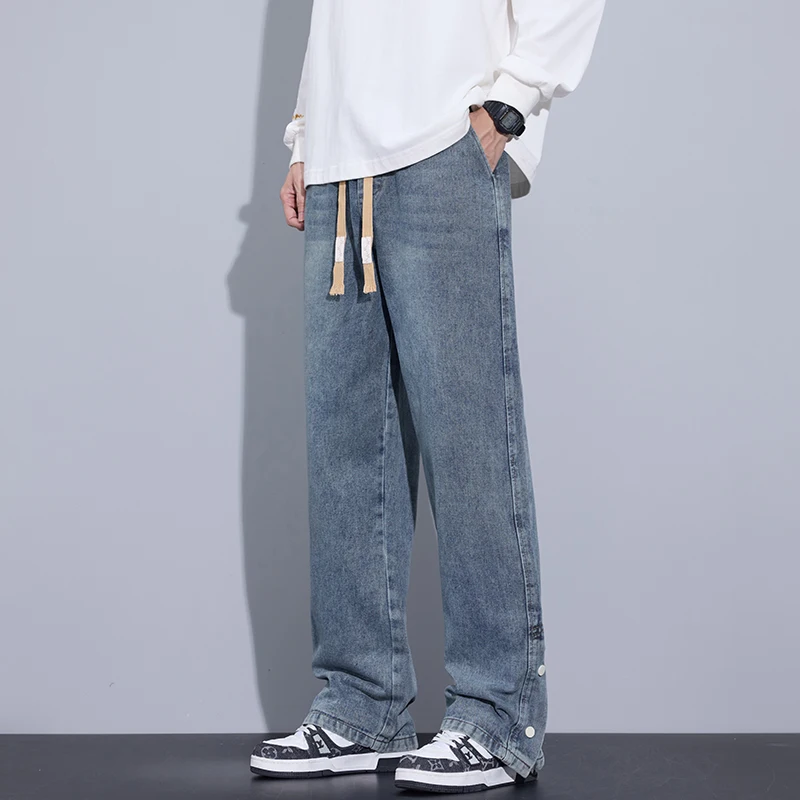 S-3XL Teenage Jeans Appear Slim and Loose Fitting Casual and Versatile Sportswear Pants Straight Leg Trendy Jeans