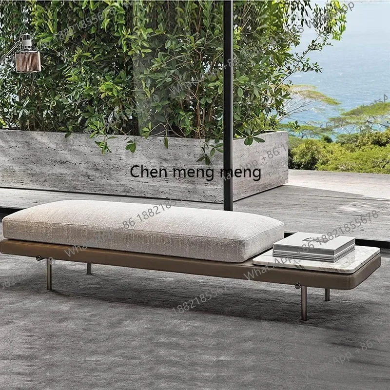 M183 Italian light luxury high-end bedside stool designer long strip shoe change stool household leather stool