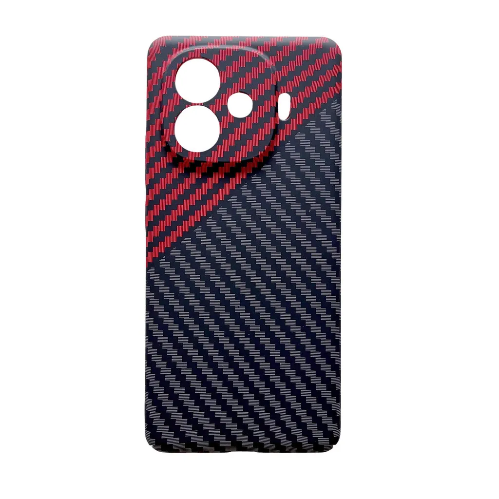 For Vivo iQOO Z9 Turbo Case ELVEV Ultra-thin Carbon Fiber Pattern Hard PC Lens Protection Back Shell