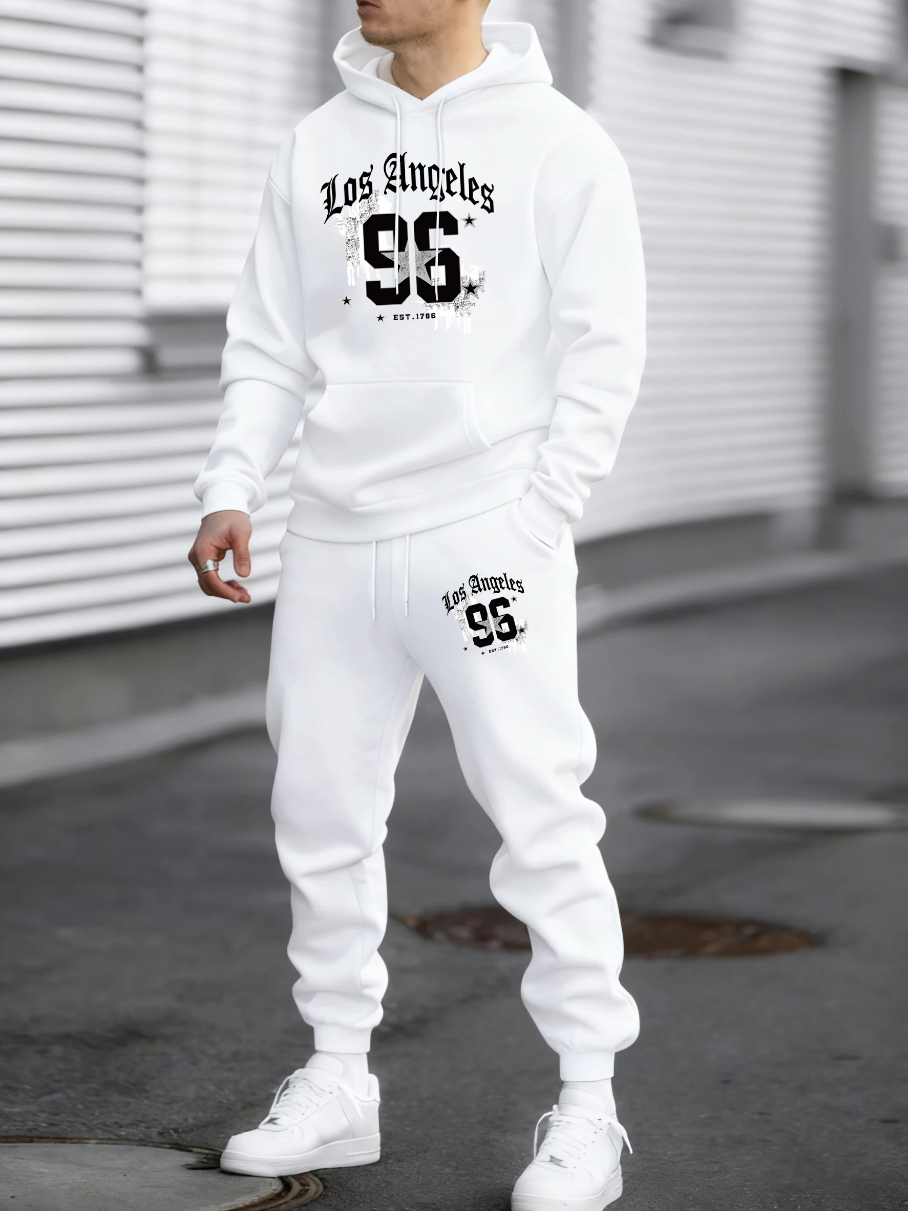 

Famous American City Est 1786 Men Autumn Sports Suits Simple Basics Pants Retro Casual Long Sleeve Fleece Male Loose Clothes