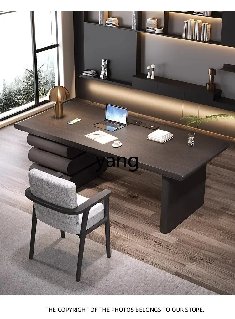 LMM minimalist solid wood desk home living room study computer table light luxury desk