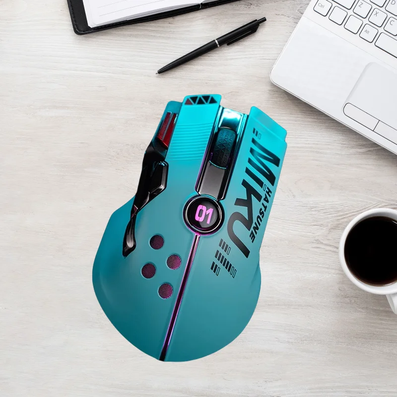 Imagem -06 - Miku Anime Temático Mouse sem Fio Dual Mode Control Ritmo Driver Exclusivo Multi Funcional Iluminação Rgb Driver Personalizado Novo