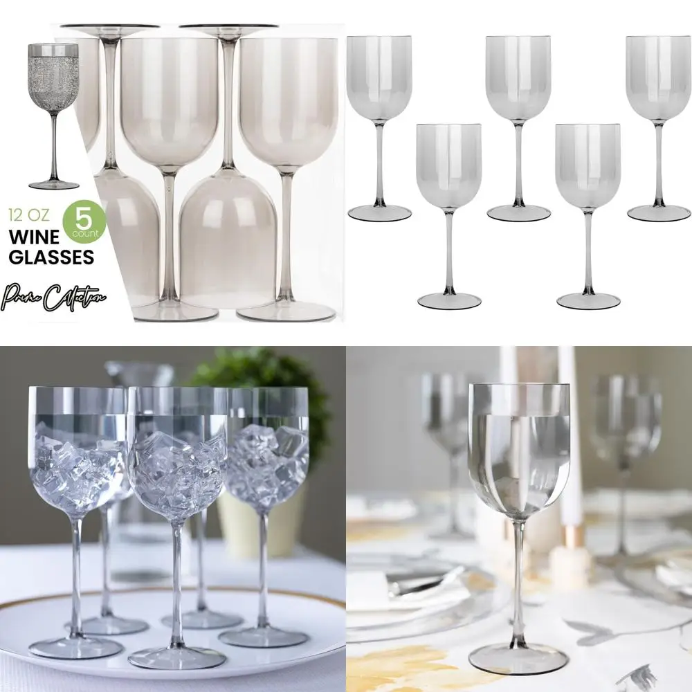 

Элегантный набор твердых пластиковых бокалов для вина на 12 унций, 25 стаканов для вечеринок и мероприятий на открытом воздухе