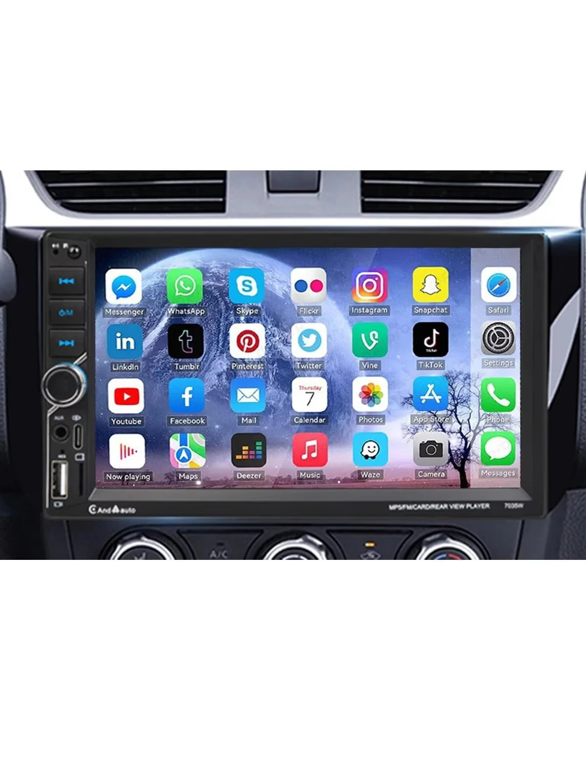 ESSGOO Universal Autoradio Doppel 2 DIN 7 Zoll HD Touchscreen Wireless CarPlay Android Auto Bluetooth 5.0 USB AUX TF Equalizer Mirror Link Lenkradfernbedienung Typ C SD MP5 Player