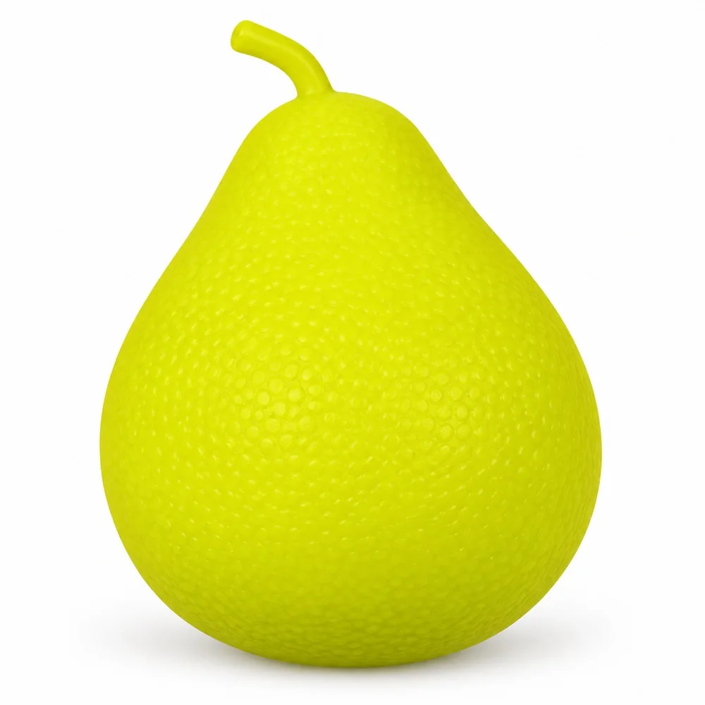 Pear Squishy Toy Soft TPR Bright Yellow Green Fruit Shape with Stem Textured Surface Handheld Squeeze Fidget Desk Gift Adults