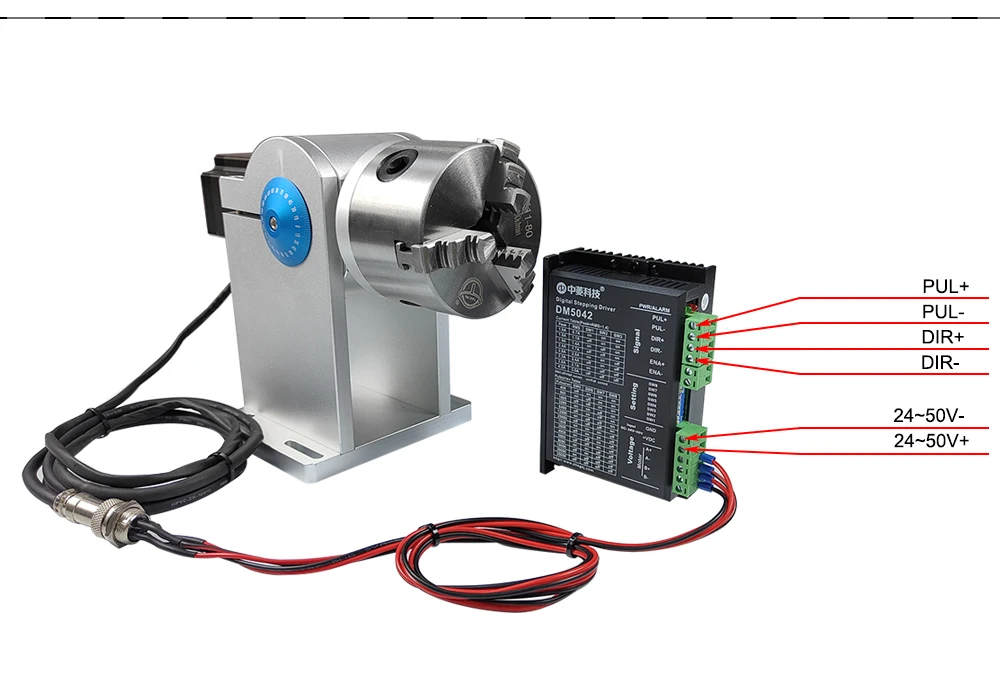 DGHUNST Rotationsaufsatz D80 mit 3-Klauen-Futter, optional mit DM5042 Treiber für UV-CO2-Faserlaser-Markiermaschinen – Detail 10