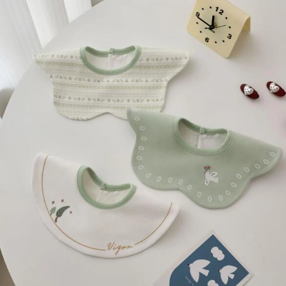 

3 Pieces/Set Baby Waterproof Bibs Round Neck Rotatable Baby Girl Bibs Saliva Towel Newborn Boy Bibs For Teething Drooling