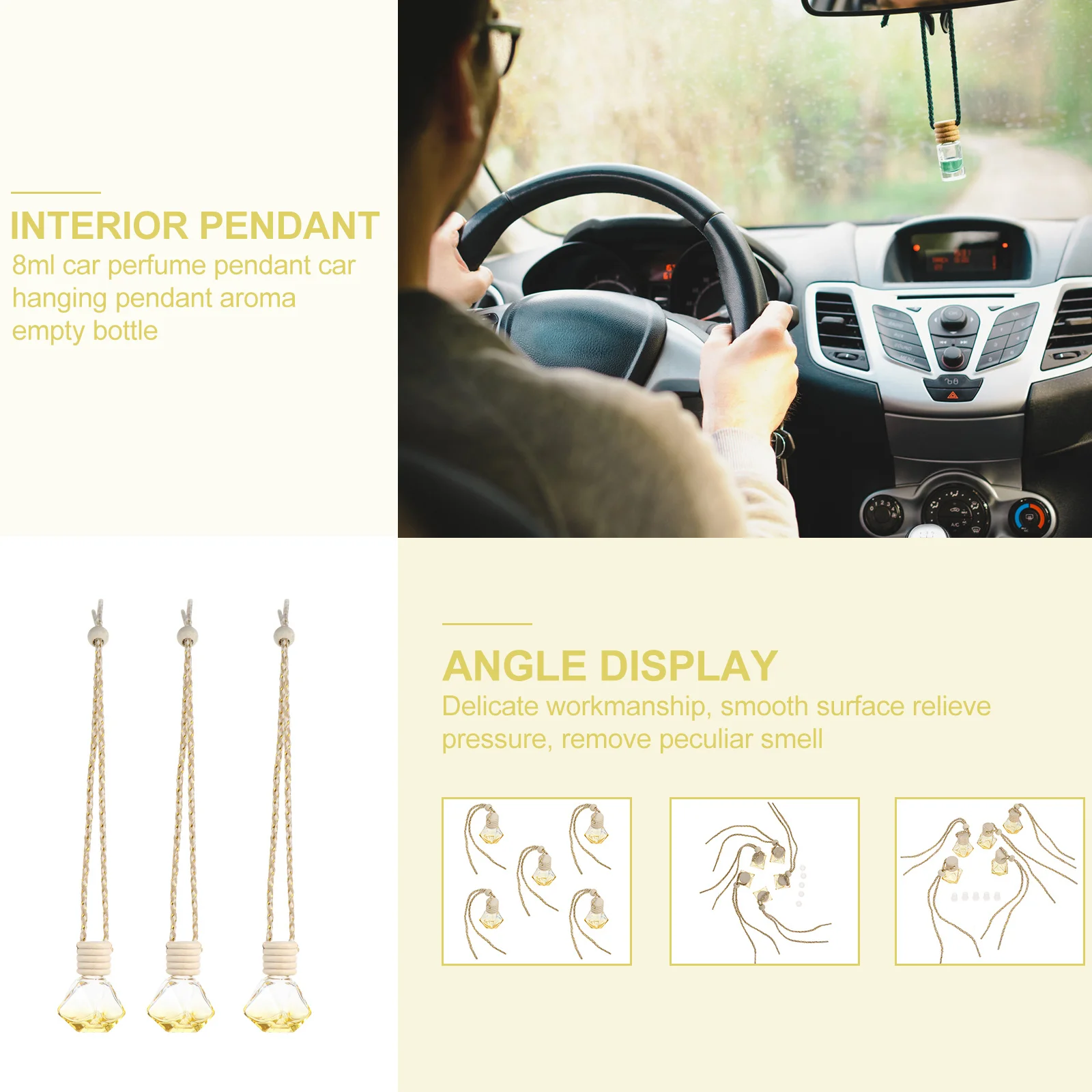 

5Pcs Car Perfume Bottle Hanging Diffuser Essential Oil Pendant Aromatherapy Air Freshener Decorative Ornament for Car Interior