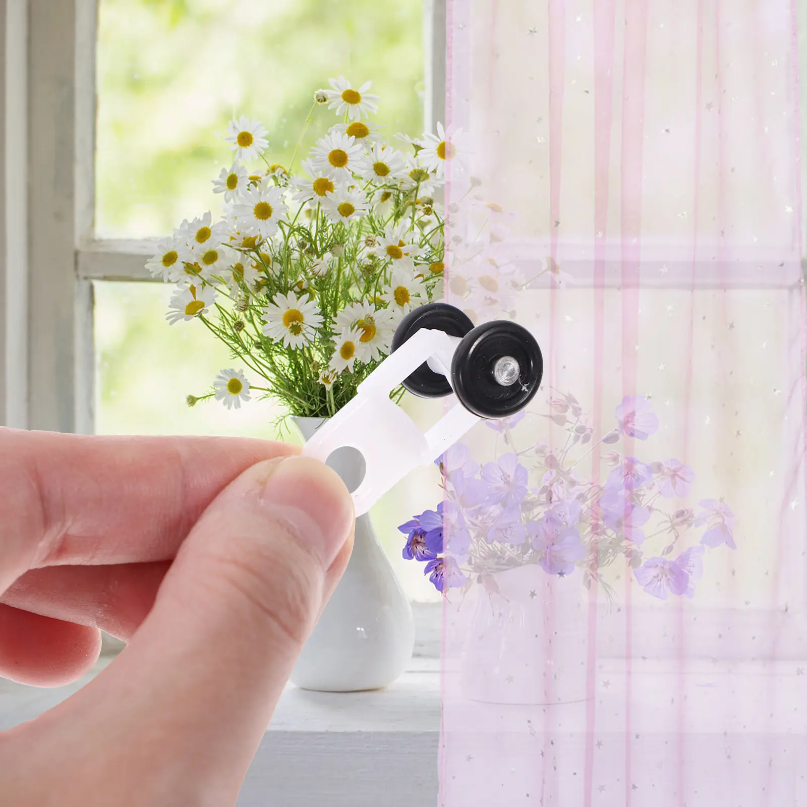 100Pcs Curtain Track Pulley High Grade Plastic Metal Sliding Wheel Smooth Glide for Straight Curved Large Curved Track Curtain