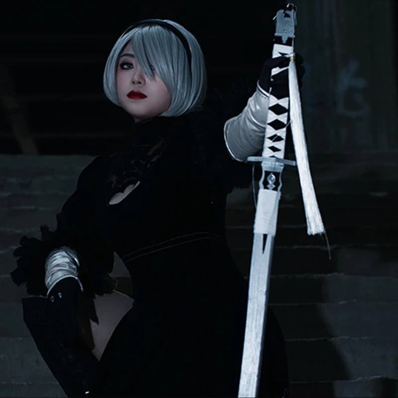 NieR:Automata 2B's Cosplay Props Virtuous Treaty Long Sword for Halloween Christmas Fancy Party Cosplay Props Wig 170CM 105CM