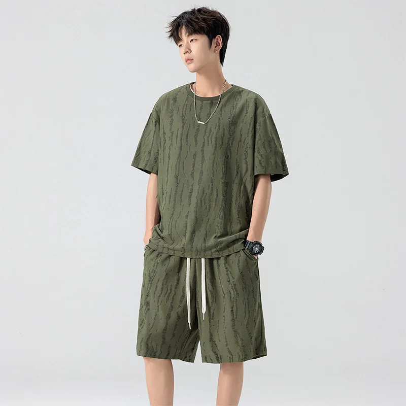 

Футболка большого размера, шорты, мужской летний свободный большой повседневный спортивный костюм M-8xl, мужской комплект спортивной одежды из двух предметов с короткими рукавами