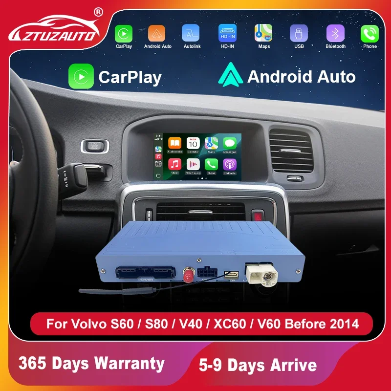 Wireless CarPlay For Volvo S60 S80 V40 XC60 V60 Before 2014 ,With Android Auto Mirror Link  IOS Airplay Navigation,USB Player