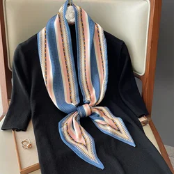 Design Print Scarf Women Hair Tie Band Kerchief Long Skinny Ribbons Fashion Head Neck Silk Satin Bag Scarfs 2021 New