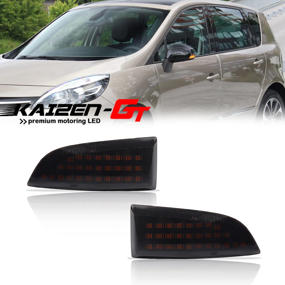 Amber LED Car Front Side Mirror Sequential Turn Signal Blinker Lights For Renault Grand Scenic Laguna 3 Megane MK3 Fluence 12V