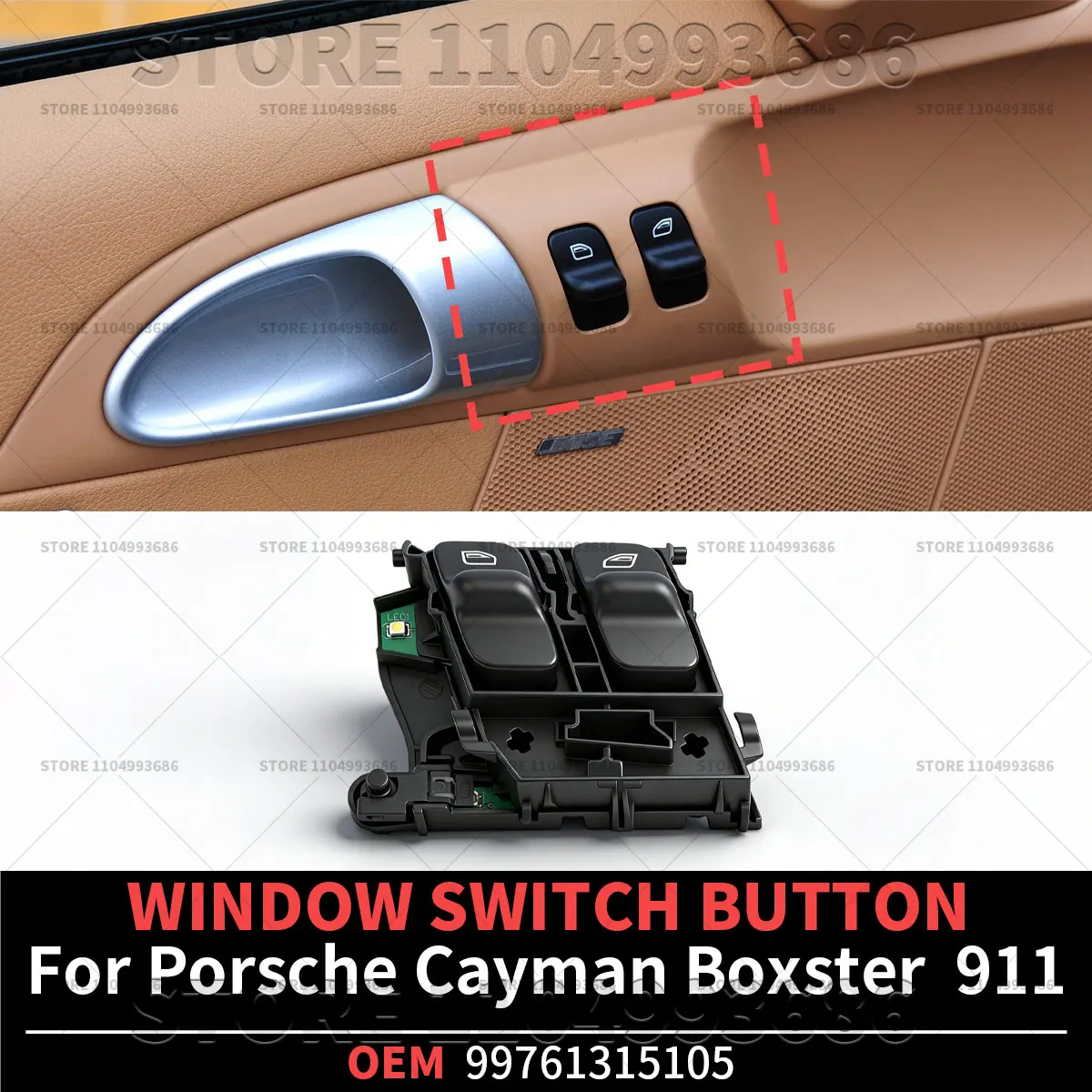 

Для Porsche 911 (997) 2005-2008, Boxster Cayman (987) 2005-2008: Кнопка управления стеклоподъемником, OEM 99761315105, 99761315105A05