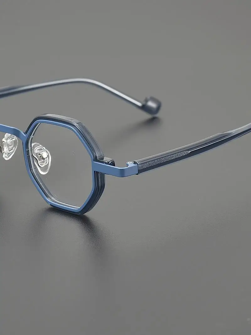 

2025 new Handmade double-spell plate glasses frame polygonal retro literary glasses frame male, with myopia anti-blue light