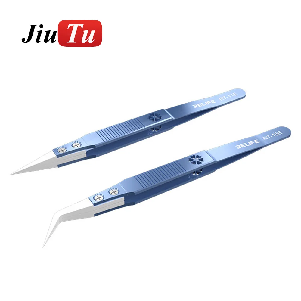 

Precision Titanium Alloy Ceramic Straight Bent Tweezers Clip CPU Chip Repair Maintenance Tool