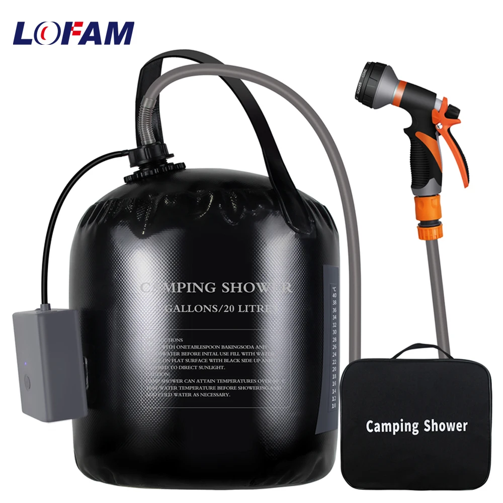 Portable Hiking Camping Shower with 20L Solar Heating Bag Rechargeable Electric Shower Pump For Pet Car People Outdoor Washing