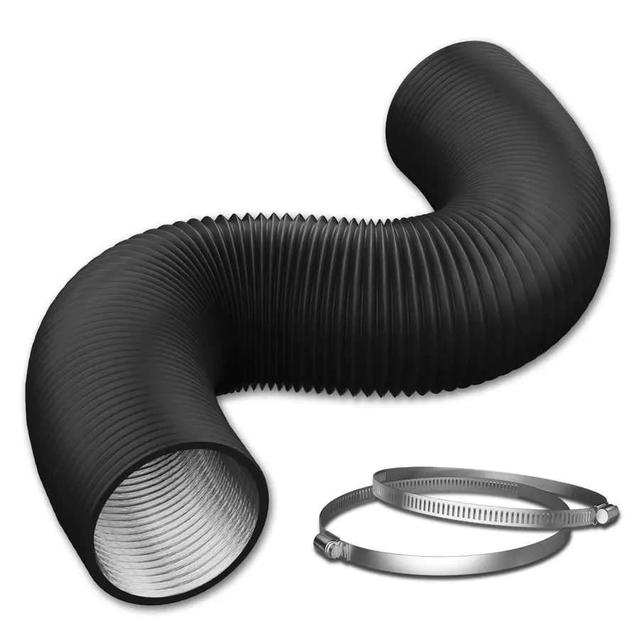Inch Flexible Ducting Hose 12 Feet Black Aluminum Ducting 4 Layer Protection Dryer Vent Hose for HVAC Heating Cooling Ventilatio