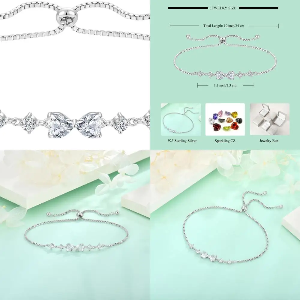 

Sterling Silver Women's Birthstone Adjustable Bracelet, 925 Silver Jewelry for Special Occasions