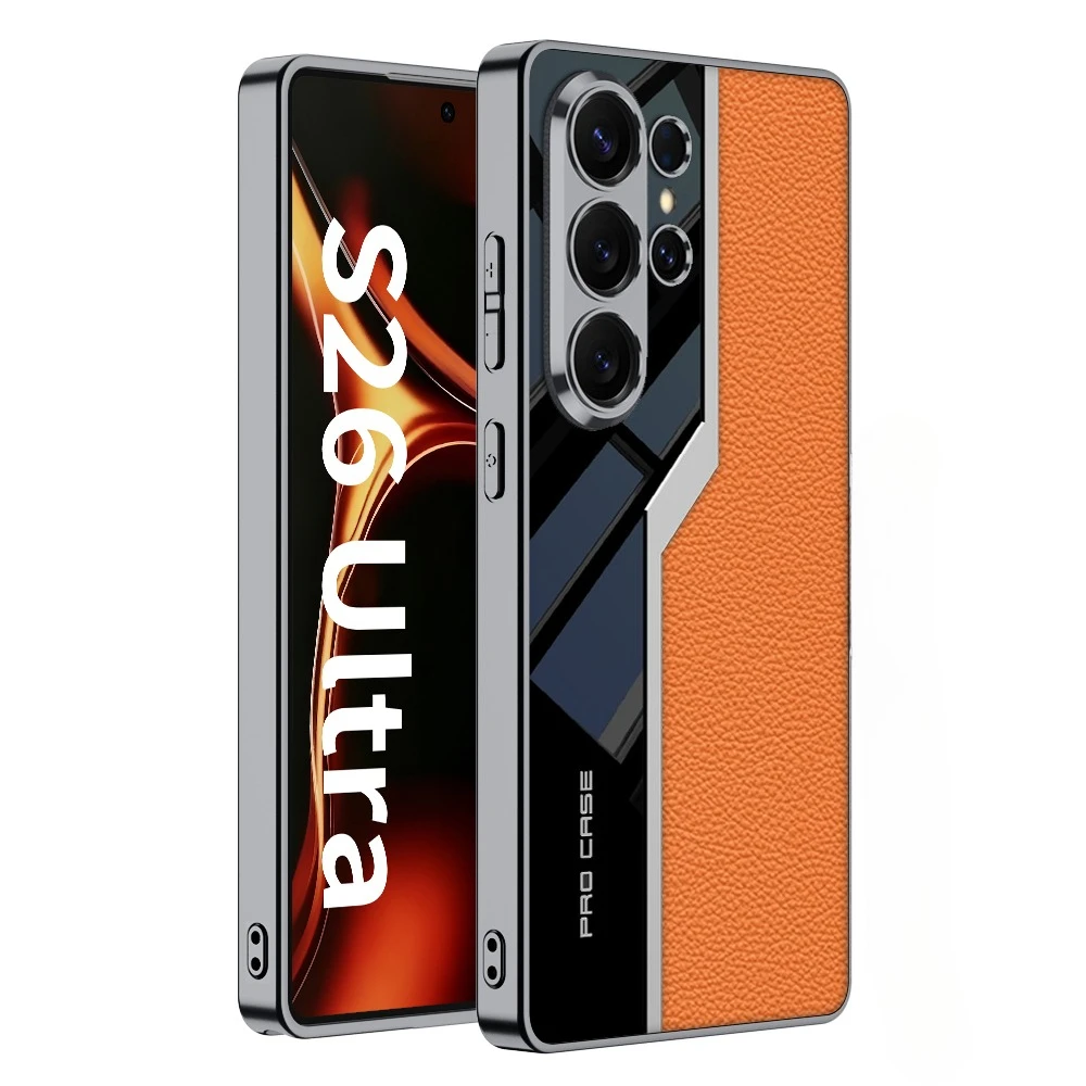 

Smooth Electroplated PU Leather Hard Shell Phone Case for Samsung Galaxy S26 Ultra S25 S24 S23 Ultra Protective Cover