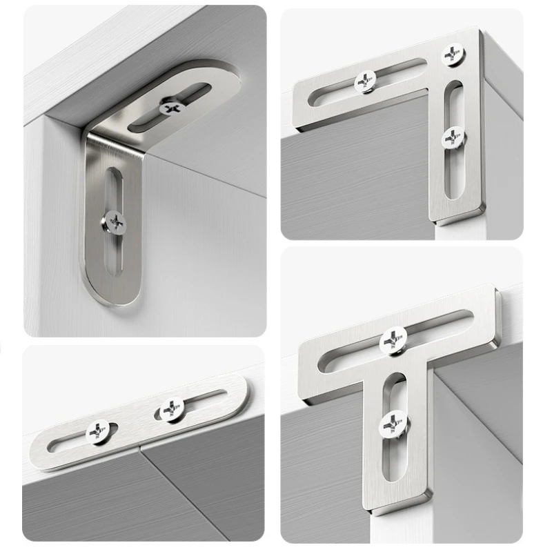 

40-150MM Adjustable long-hole stainless steel angle bracket T-shaped furniture shelf fixator L-shaped bracket connecting piece
