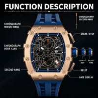 TSAR BOMBA TB8204Q Men's Chronograph Watch Seiko VK67 Quartz Sapphire Crystal 5ATM Waterproof Racing Sports Watch Date Display photo 5