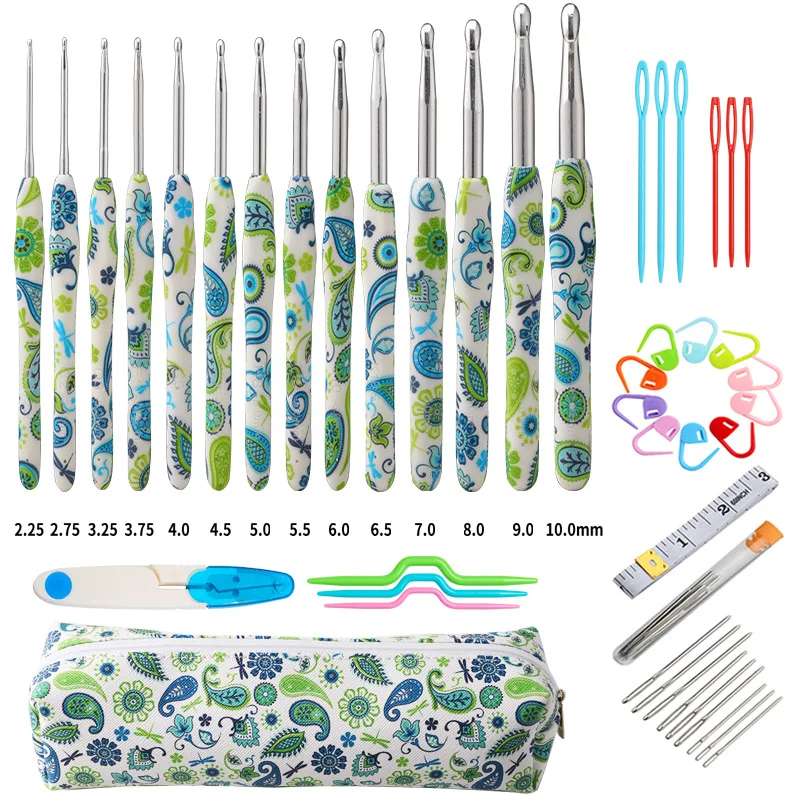 Soft Handle Crochet Hook Set Wool Yarn Compilation Tools Sweater NeedleWith Bag Ergonomic Knitting Crochet Set