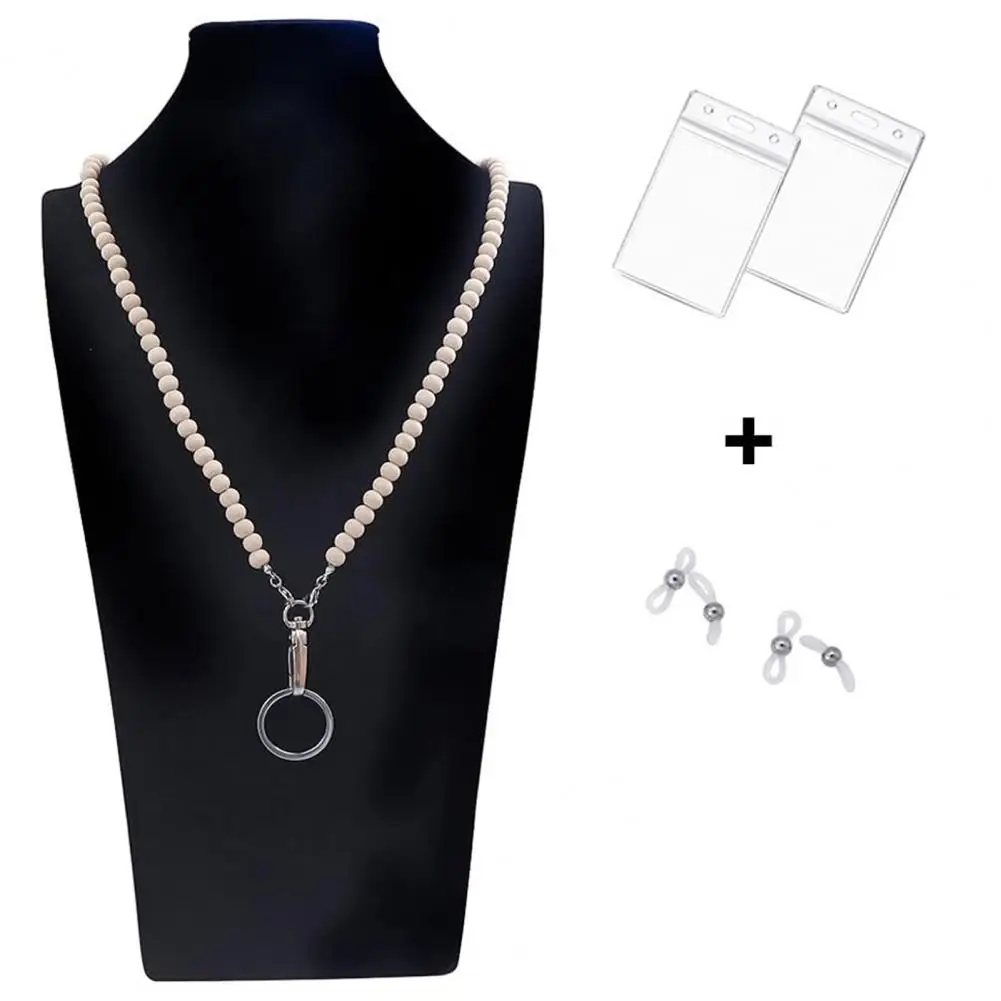 教師用のカラフルな木製ビーズストラップ、洗練された眼鏡ストラップ、IDホルダー、格納式バッジリール、教育用チェーン