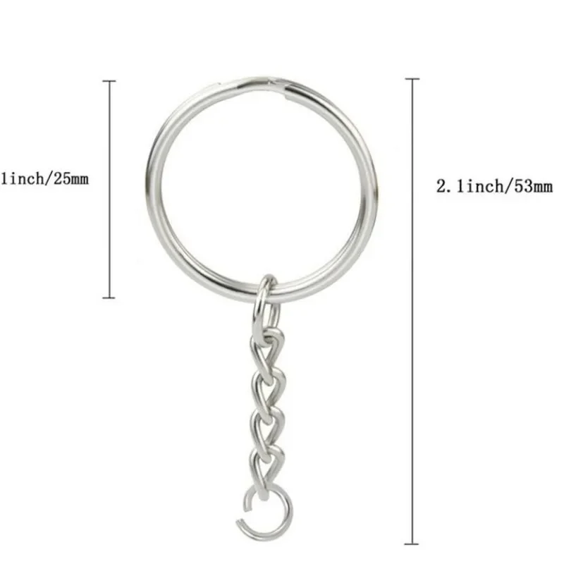 50/10PCS New Silver Plated Metal Blank Keyring Keychain Split Ring Keyfob Key Holder Rings Women Men DIY Key Chains Accessoriess