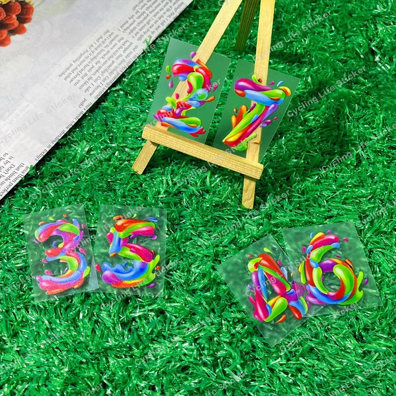 Dopamine Number 0123456789 Vinyl Sticker 1pc Waterproof Car Decal for Window Tank Metal Surface DIY Auto Decor Style