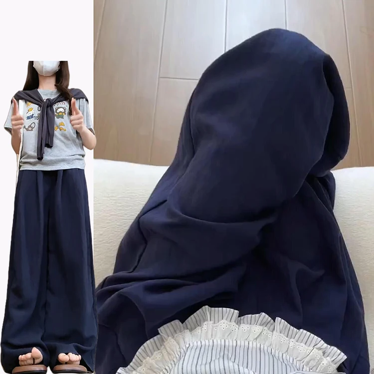 Spodnie damskie z wysokim stanem, plisowane, luźne, codzienne, wyszczuplające, do ziemi, w stylu lazy, na wczesną jesień.