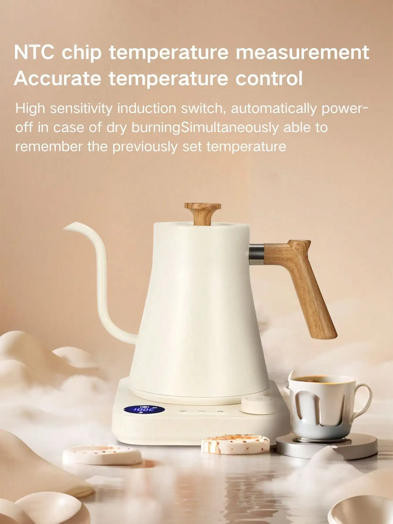 Gooseneck Electric Kettle 900ml Smart Constant Temperature Electric Kettle Knob Temperature Adjustment Fast Heating