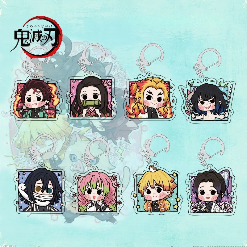 Tanjirou Nezuko Zenitsu Inosuke Giyuu Shinobu Kyoujurou Tengen Double Sided Kawaii Fashion Acrylic Keychain Around Mezzanine