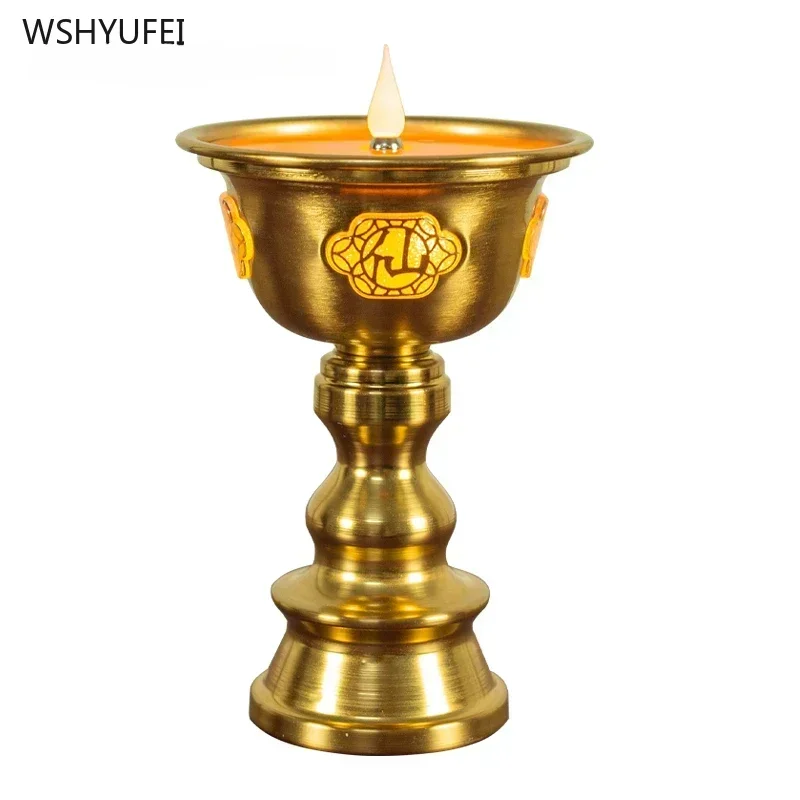 Simulated Candlestick Alloy Buddhist Temple Offerings Buddhist Artifacts Living Room Decoration Plug in 110V~220V