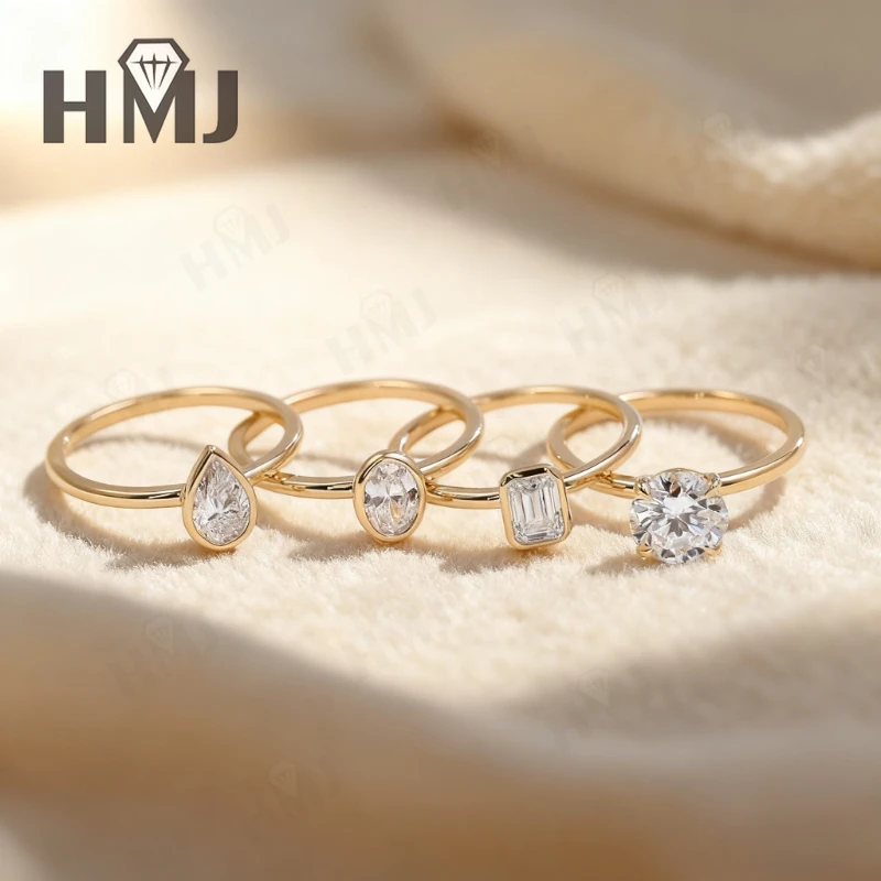 Diamond Rings Customize 18k 14k 10k Certificate Wedding Engagement Band Charms Anniversary Gift Jewelry for Woman Elegant