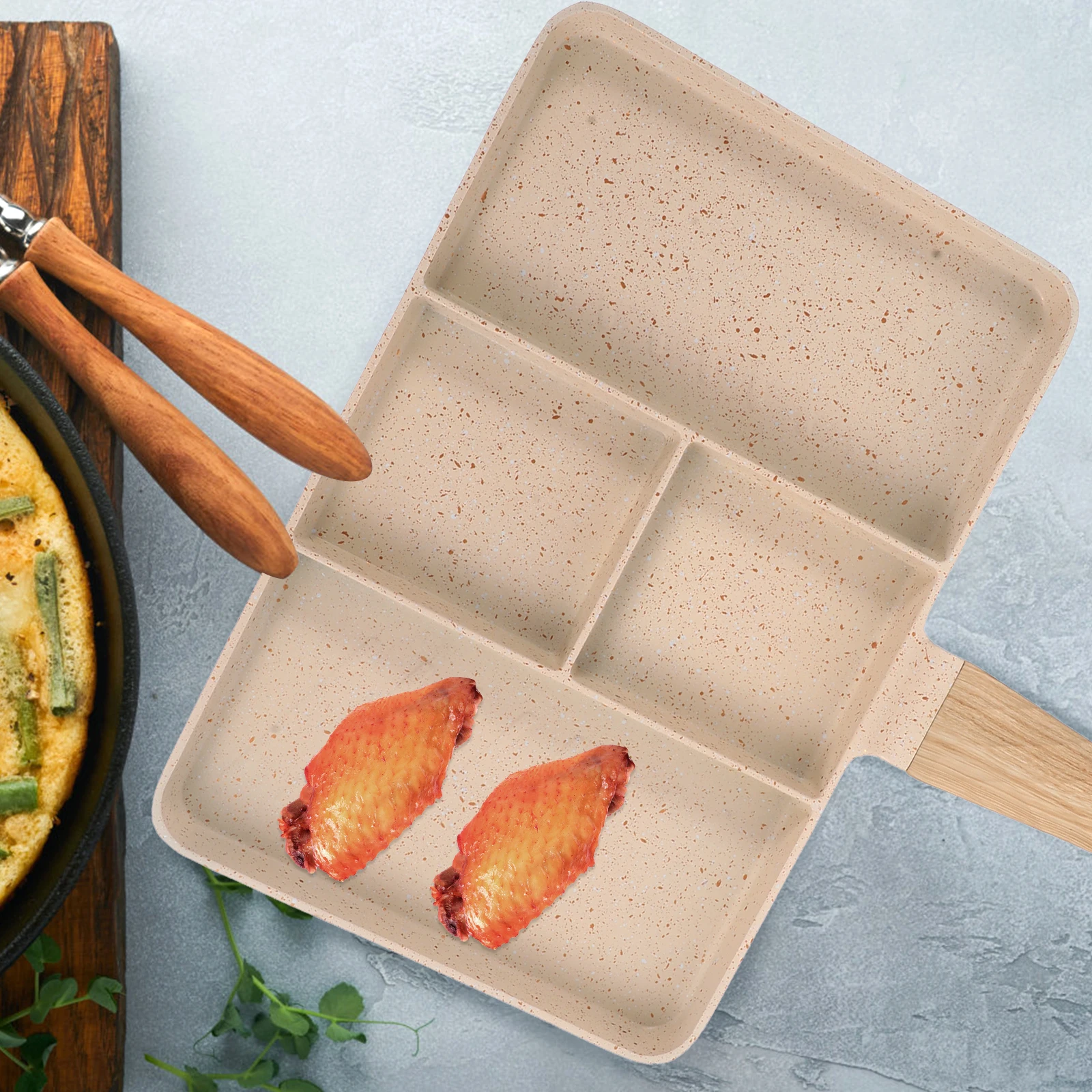 

Maifan Stone Omelette Pan Non Stick Pans Frying Divided Nonstick Aluminum Alloy with Small Multiple Purpose Handles Child